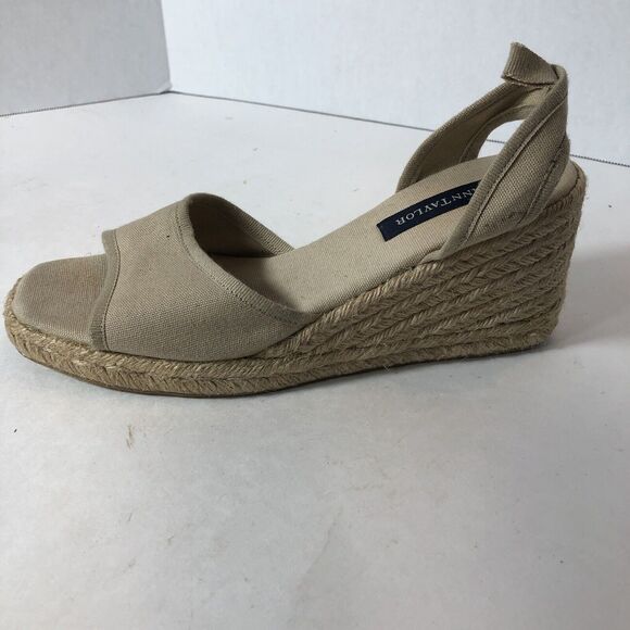 Ann Taylor Sandals Rope Wedge Heel Women's Size 7.5 Tan 3" Heel E1 - Picture 12 of 16